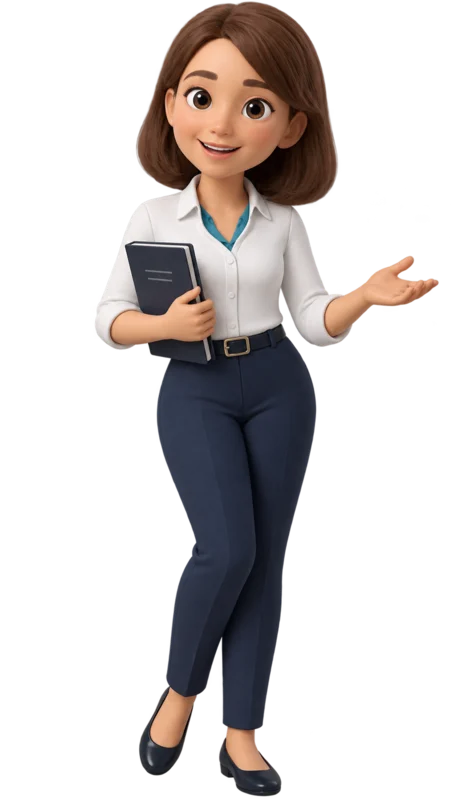 Kairi gesturing in conversation with a notebook
